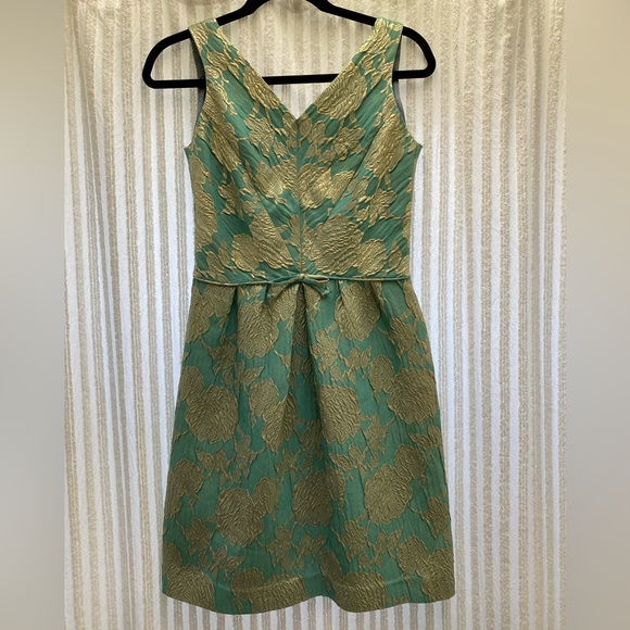 Vintage handmade teal and gold dress in beautiful condition - Picture 2 of 4